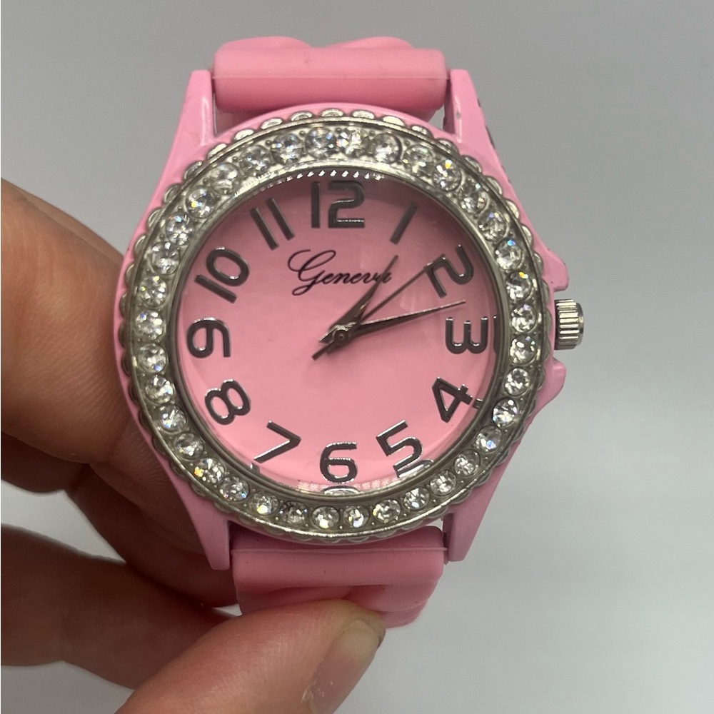 Geneva Pink Women's Watch with Silver Accents
